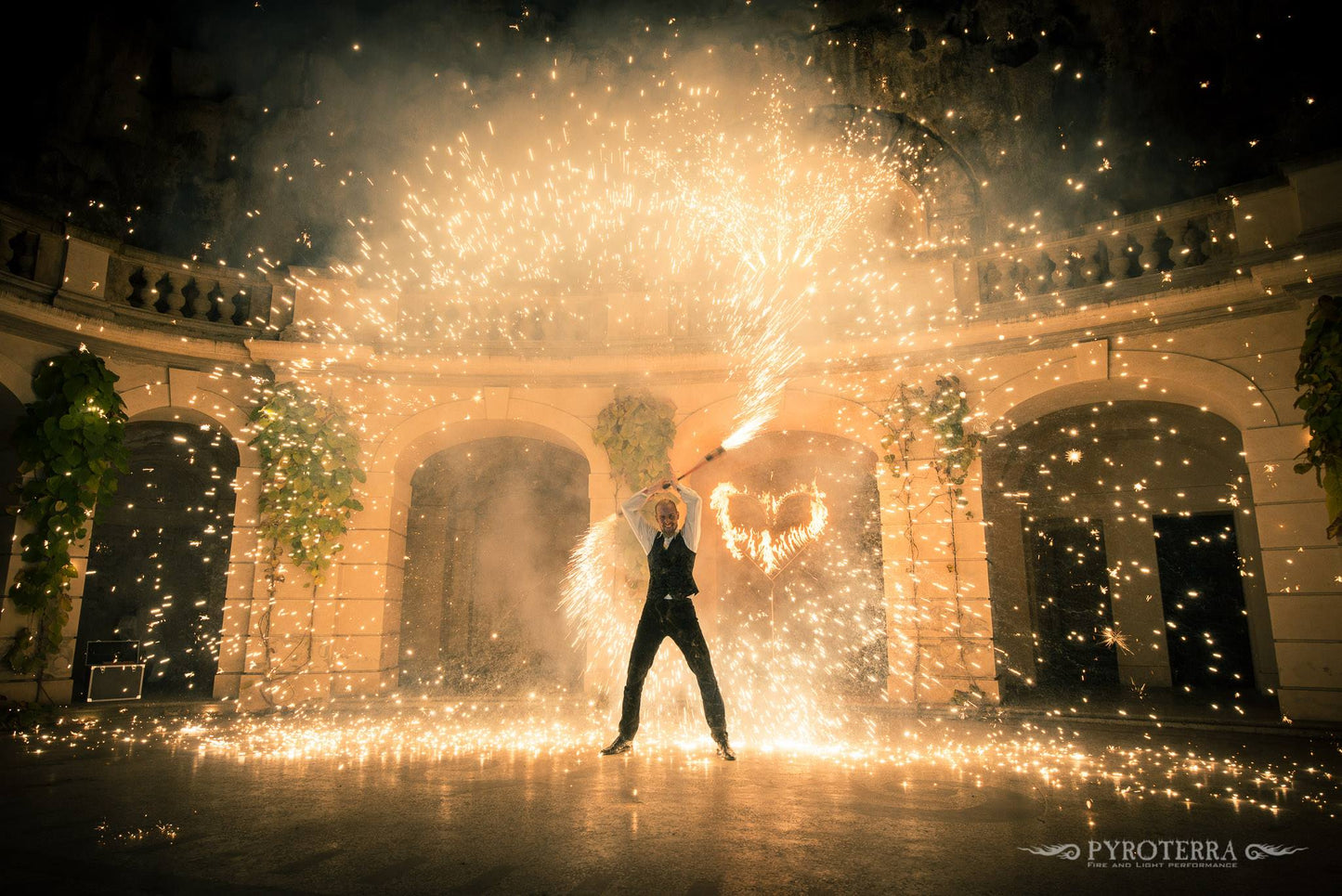 Pyrotechnical interior fountain