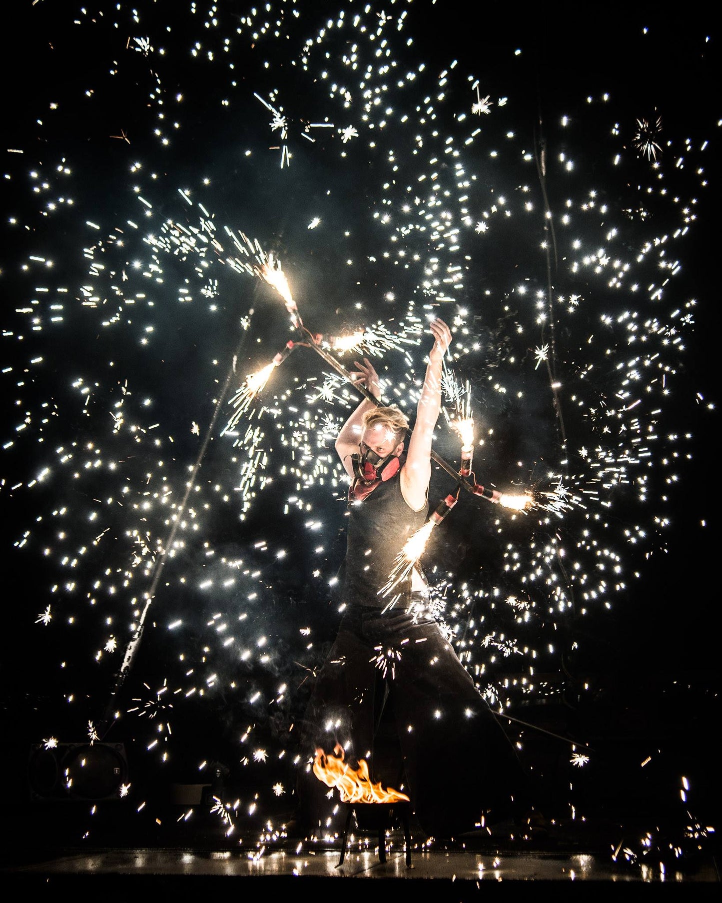 Pyrotechnical interior fountain